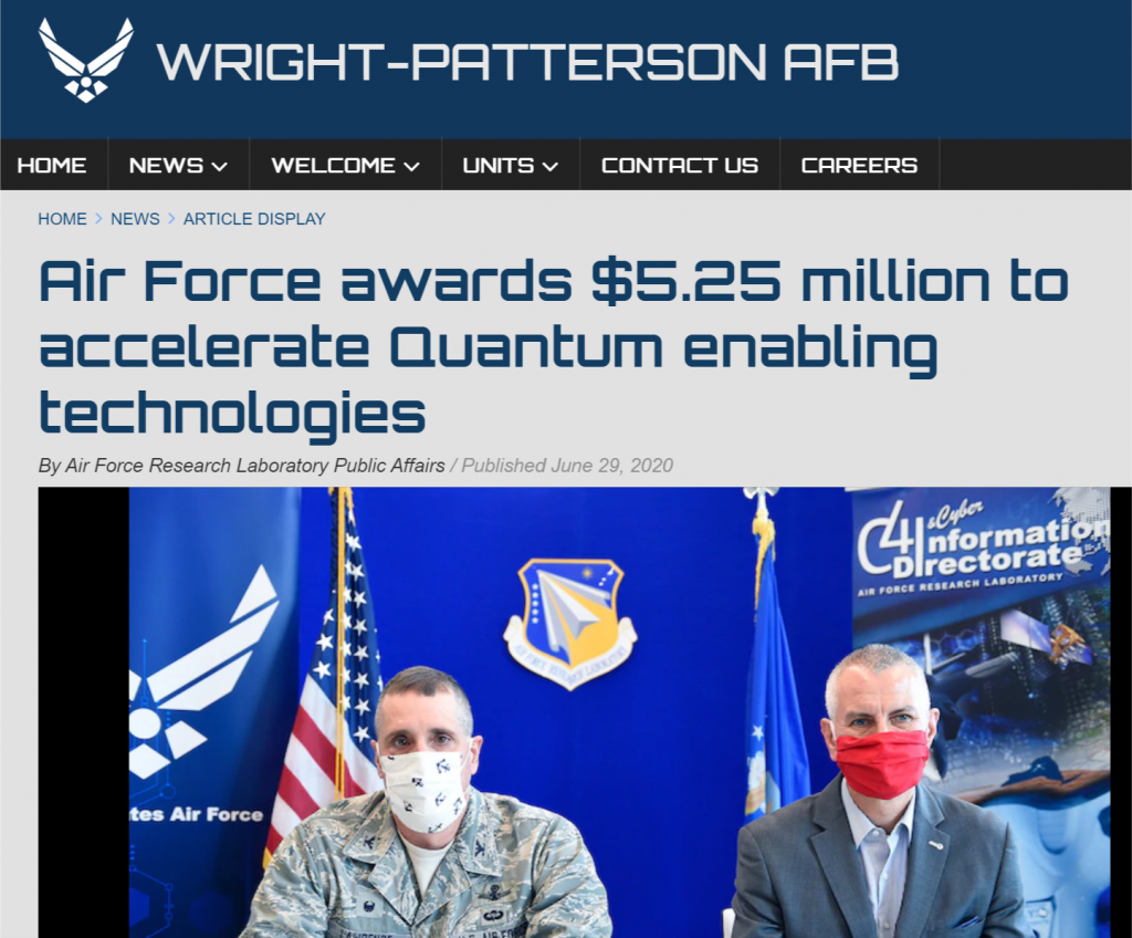 Col. Timothy Lawrence, director of AFRL’s Information Directorate, and Dr. Michael Hayduk, deputy director, participate in a first-of-its-kind virtual quantum collider pitch event June 15-16, from Rome, N.Y.
