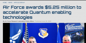 Col. Timothy Lawrence, director of AFRL’s Information Directorate, and Dr. Michael Hayduk, deputy director, participate in a first-of-its-kind virtual quantum collider pitch event June 15-16, from Rome, N.Y.