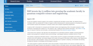 NSF invests $9.75 million into growing the academic faculty in quantum computer science and engineering