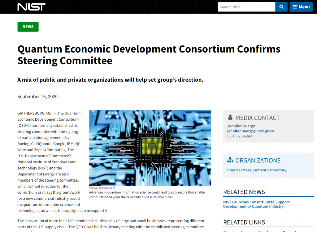 Quantum Economic Development Consortium Confirms Steering Committee