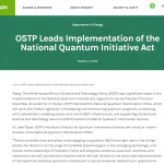OSTP Leads Implementation of the National Quantum Initiative Act