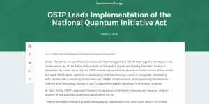 OSTP Leads Implementation of the National Quantum Initiative Act