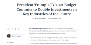President Trump’s FY 2021 Budget Commits to Double Investments in Key Industries of the Future