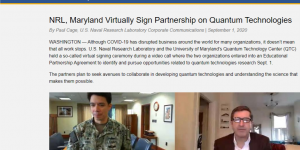 NRL, Maryland Virtually Sign Partnership on Quantum Technologies