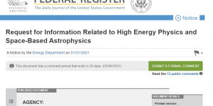 Request for Information Related to High Energy Physics and Space-Based Astrophysics