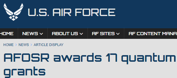 AFOSR awards 17 quantum research grants