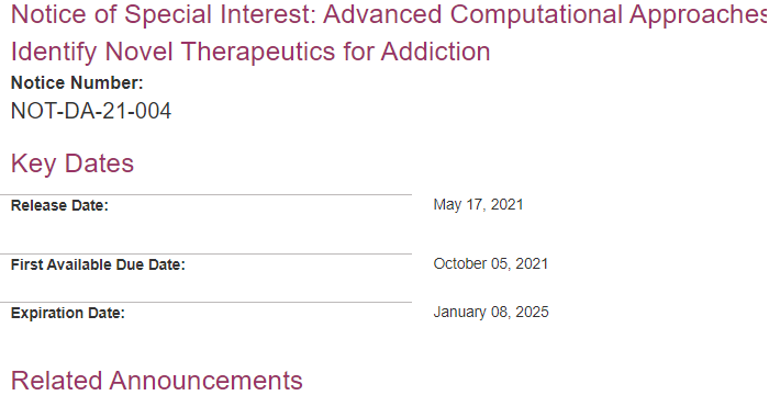 NIH Notice of Special Interest