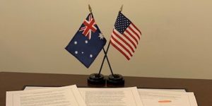 USA and AUS flags and statement