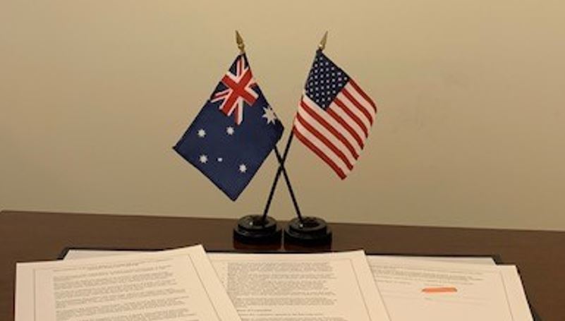 USA and AUS flags and statement